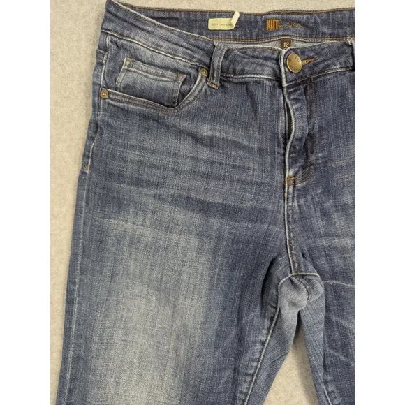 Kut from the Kloth Jeans Womens Size 12 Blue Amy Crop Straight Leg Rolled Cuffs - Picture 2 of 15